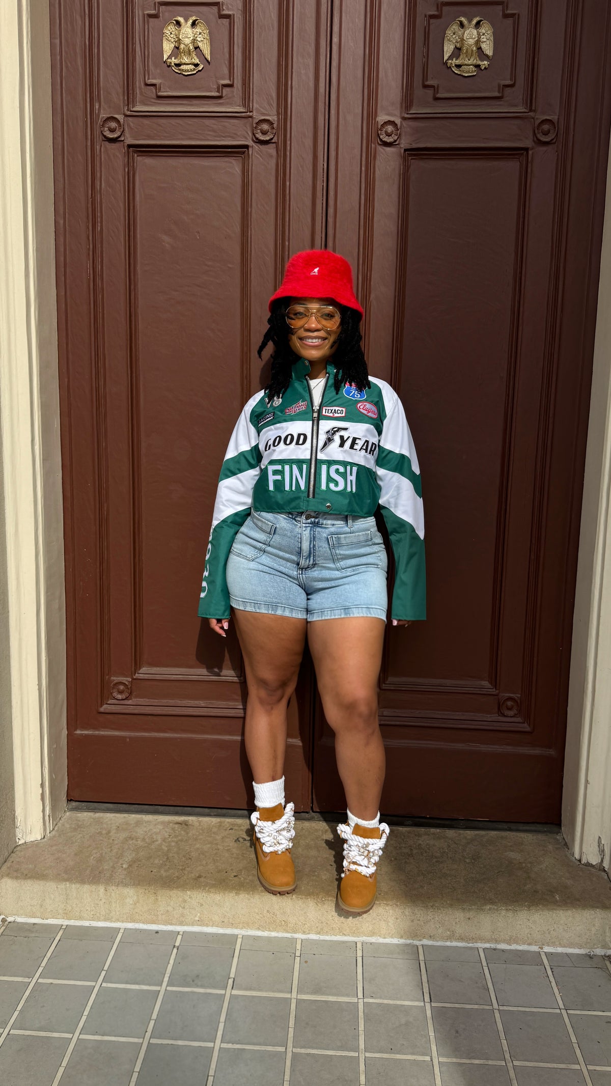Green Crop Biker Jacket