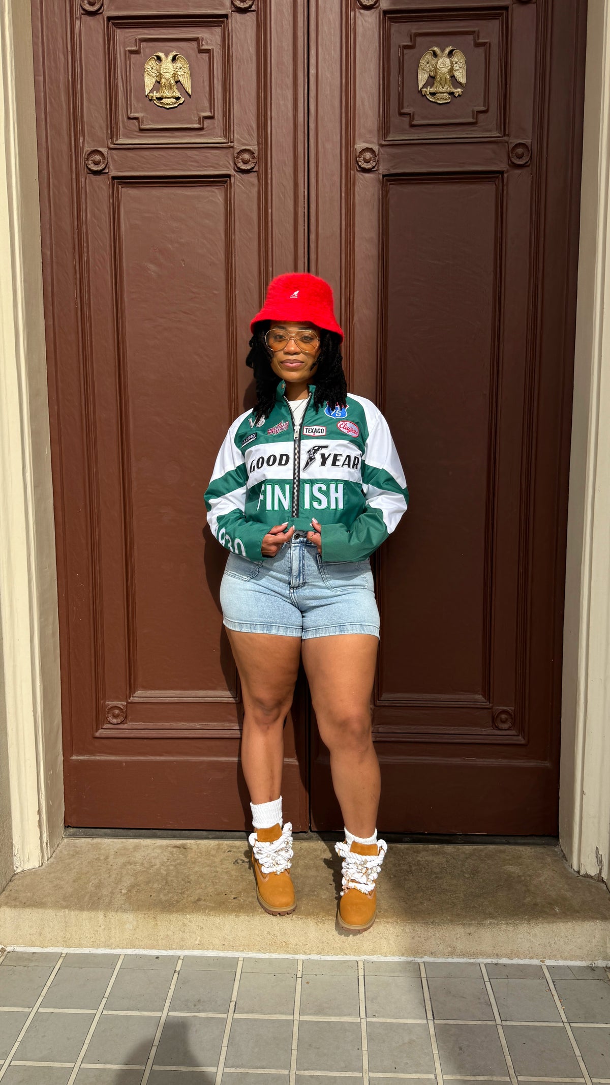 Green Crop Biker Jacket